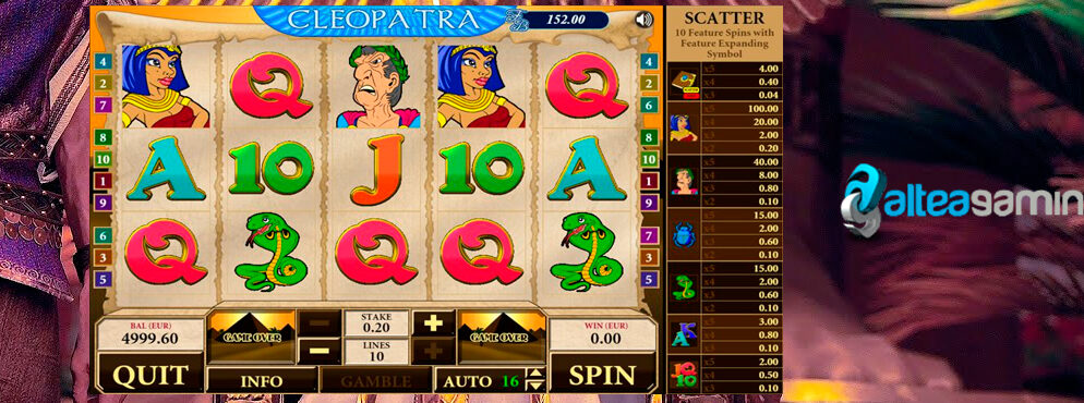 Cleopatra slot for real money by AlteaGaming