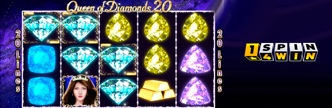 Queen of Diamonds 20 slot for real money by 1Spin4Win