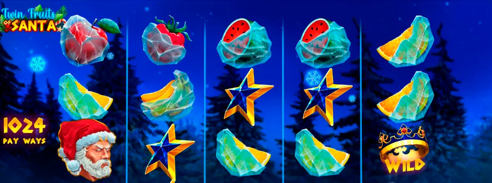 Twin Fruits of Santa slot for real money by Mascot